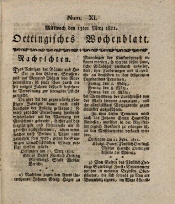 Oettingisches Wochenblatt Mittwoch 13. März 1811