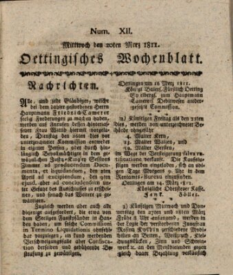 Oettingisches Wochenblatt Mittwoch 20. März 1811