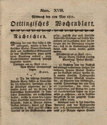 Oettingisches Wochenblatt Mittwoch 1. Mai 1811