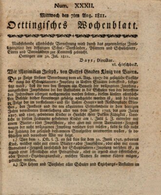 Oettingisches Wochenblatt Mittwoch 7. August 1811