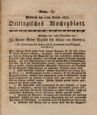 Oettingisches Wochenblatt Mittwoch 11. Dezember 1811