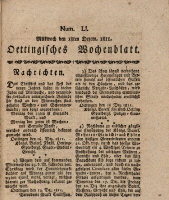 Oettingisches Wochenblatt Mittwoch 18. Dezember 1811