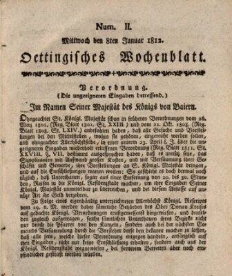 Oettingisches Wochenblatt Mittwoch 8. Januar 1812