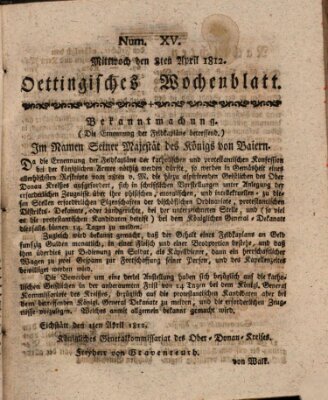 Oettingisches Wochenblatt Mittwoch 8. April 1812