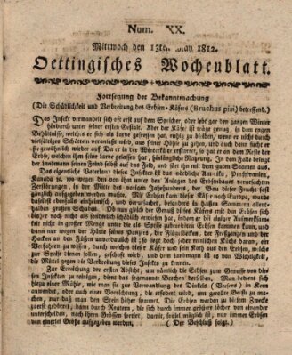 Oettingisches Wochenblatt Mittwoch 13. Mai 1812