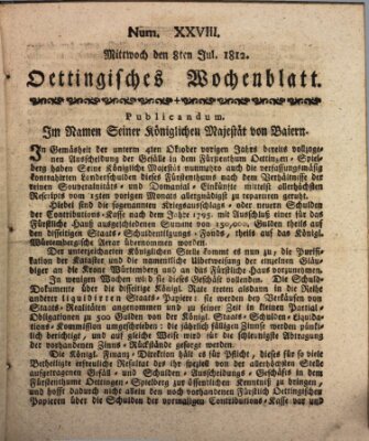 Oettingisches Wochenblatt Mittwoch 8. Juli 1812