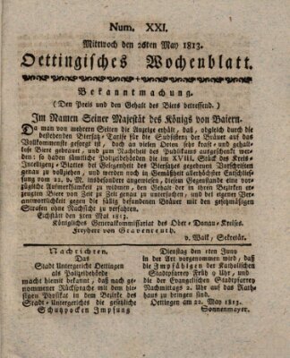 Oettingisches Wochenblatt Mittwoch 26. Mai 1813