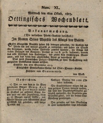 Oettingisches Wochenblatt Mittwoch 6. Oktober 1813