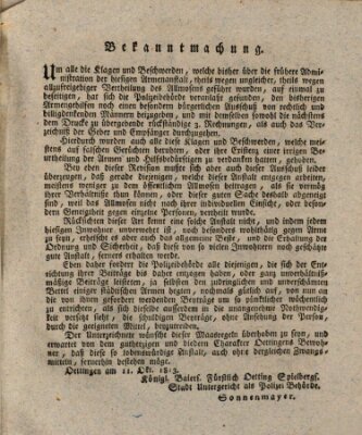 Oettingisches Wochenblatt Montag 11. Oktober 1813