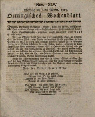 Oettingisches Wochenblatt Mittwoch 10. November 1813