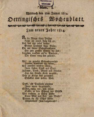 Oettingisches Wochenblatt Mittwoch 5. Januar 1814