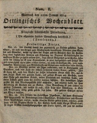 Oettingisches Wochenblatt Mittwoch 12. Januar 1814