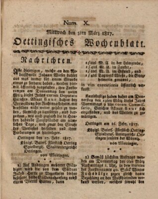 Oettingisches Wochenblatt Mittwoch 5. März 1817