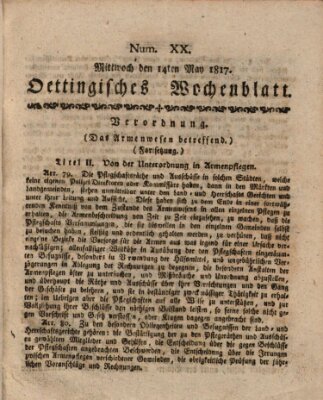 Oettingisches Wochenblatt Mittwoch 14. Mai 1817