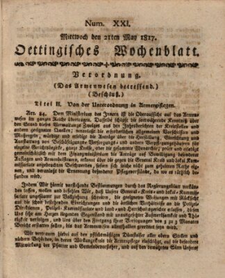 Oettingisches Wochenblatt Mittwoch 21. Mai 1817