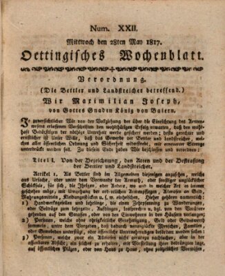 Oettingisches Wochenblatt Mittwoch 28. Mai 1817