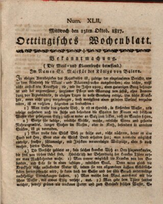 Oettingisches Wochenblatt Mittwoch 15. Oktober 1817