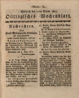 Oettingisches Wochenblatt Mittwoch 10. Dezember 1817