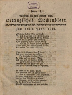 Oettingisches Wochenblatt Mittwoch 7. Januar 1818