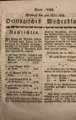 Oettingisches Wochenblatt Mittwoch 4. März 1818