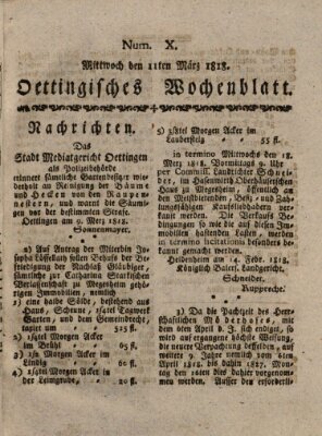 Oettingisches Wochenblatt Mittwoch 11. März 1818