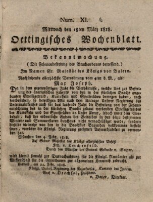 Oettingisches Wochenblatt Mittwoch 18. März 1818