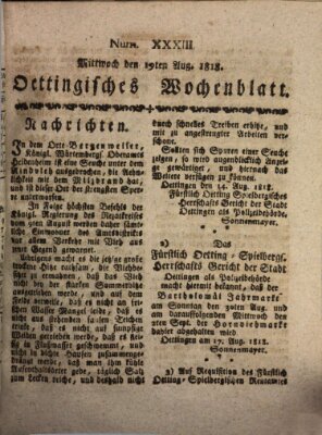 Oettingisches Wochenblatt Mittwoch 19. August 1818