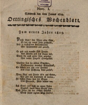 Oettingisches Wochenblatt Mittwoch 6. Januar 1819