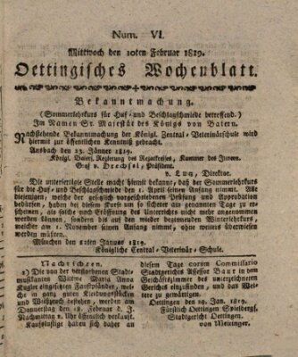 Oettingisches Wochenblatt Mittwoch 10. Februar 1819