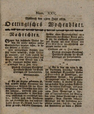 Oettingisches Wochenblatt Mittwoch 23. Juni 1819