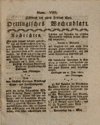 Oettingisches Wochenblatt Mittwoch 28. Februar 1821