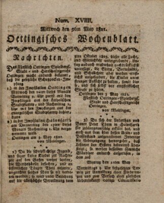 Oettingisches Wochenblatt Mittwoch 9. Mai 1821