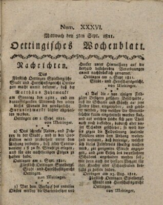 Oettingisches Wochenblatt Mittwoch 5. September 1821