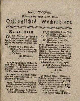 Oettingisches Wochenblatt Mittwoch 26. September 1821