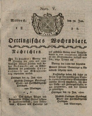 Oettingisches Wochenblatt Mittwoch 30. Januar 1822