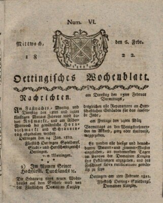 Oettingisches Wochenblatt Mittwoch 6. Februar 1822