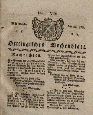 Oettingisches Wochenblatt Mittwoch 27. Februar 1822