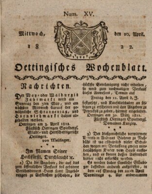 Oettingisches Wochenblatt Mittwoch 10. April 1822