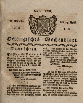 Oettingisches Wochenblatt Mittwoch 24. April 1822