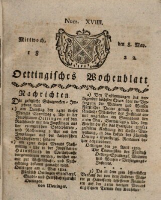 Oettingisches Wochenblatt Mittwoch 8. Mai 1822