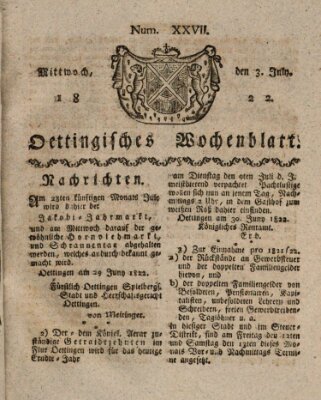 Oettingisches Wochenblatt Mittwoch 3. Juli 1822