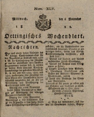 Oettingisches Wochenblatt Mittwoch 6. November 1822