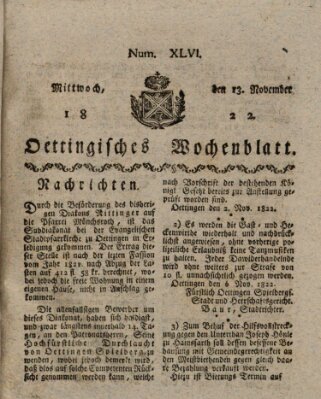 Oettingisches Wochenblatt Mittwoch 13. November 1822