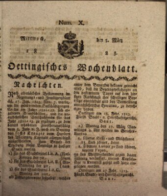 Oettingisches Wochenblatt Mittwoch 5. März 1823