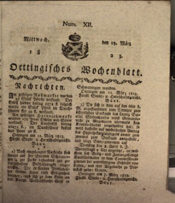 Oettingisches Wochenblatt Mittwoch 19. März 1823