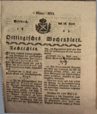 Oettingisches Wochenblatt Mittwoch 16. April 1823
