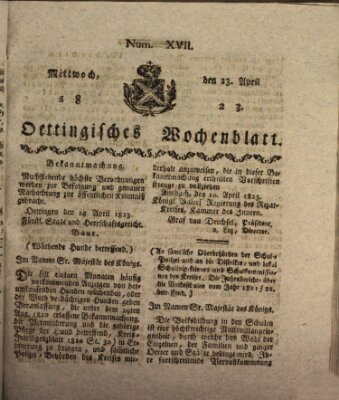 Oettingisches Wochenblatt Mittwoch 23. April 1823