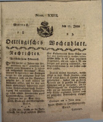 Oettingisches Wochenblatt Mittwoch 11. Juni 1823