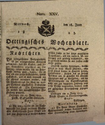 Oettingisches Wochenblatt Mittwoch 18. Juni 1823