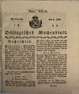 Oettingisches Wochenblatt Mittwoch 2. Juli 1823